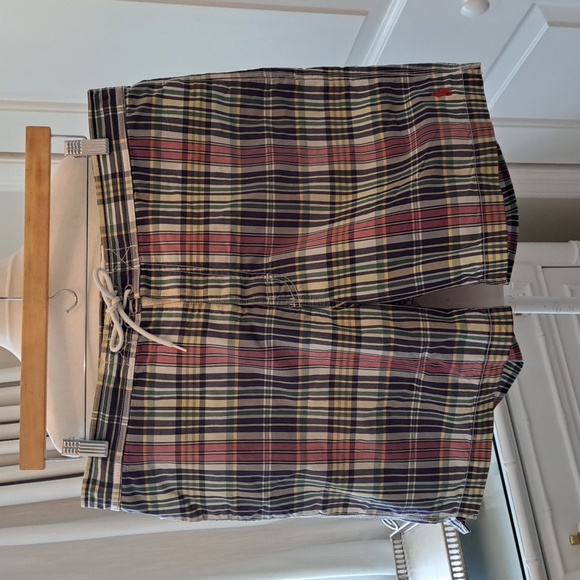 Polo Ralph Lauren Mens‎ Preppy Plaid 6" Swim Trunks Cotton/Nylon S-LG - Picture 1 of 9